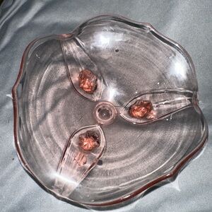 Vintage Pink Pressed Glass Footed Flower Bowl – Mid Century Floral Vase